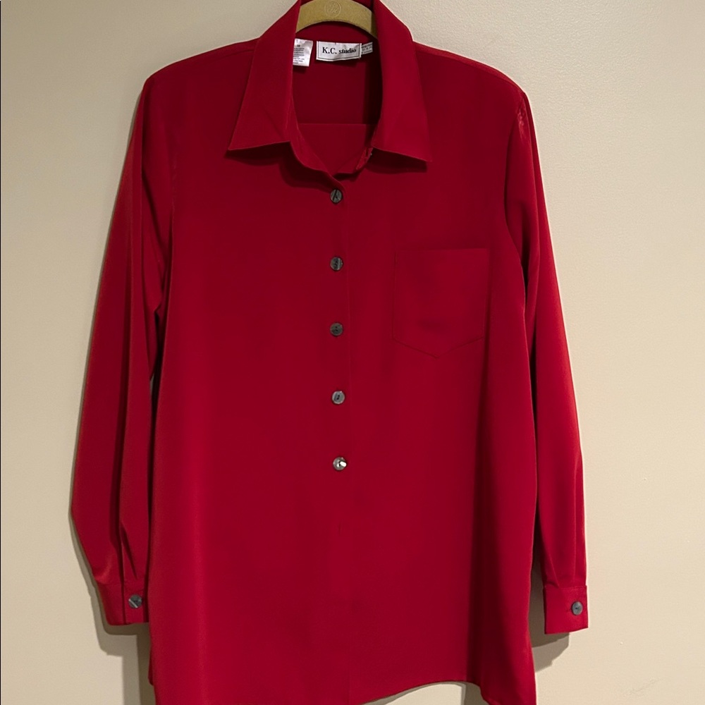 Red Button-Up Shirt - Picture 4 of 4
